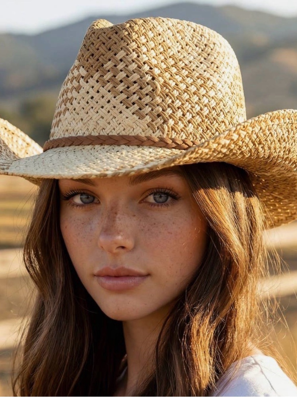 Straw Cowboy Hat for Women - Natural